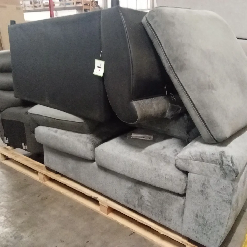 PALLET OF ASSORTED INCOMPLETE DESIGNER SOFA PARTS AND PIECES 