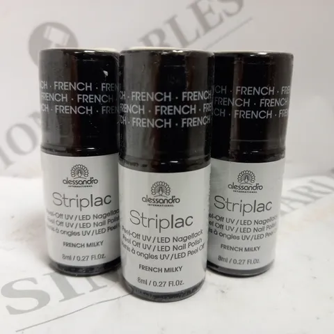 BOX OF APPROX 30 X 8ML ALESSANDRO STRIPLAC PEEL-OFF UV LED NAIL POLISH #FRENCH MILKY 
