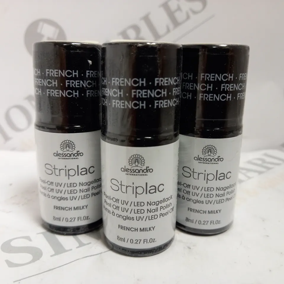 BOX OF APPROX 30 X 8ML ALESSANDRO STRIPLAC PEEL-OFF UV LED NAIL POLISH #FRENCH MILKY 