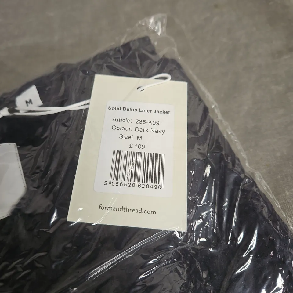 FORM AND THREAD SOLID DELOS LINER JACKET DARK NAVY MEDIUM BAGGED