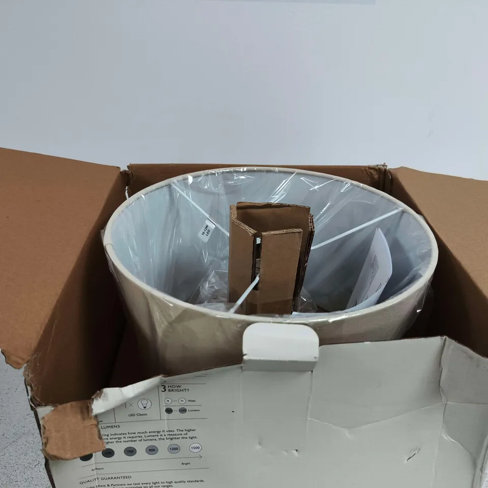JOHN LEWIS CREAM WASH RATTAN TABLE LAMP BOXED
