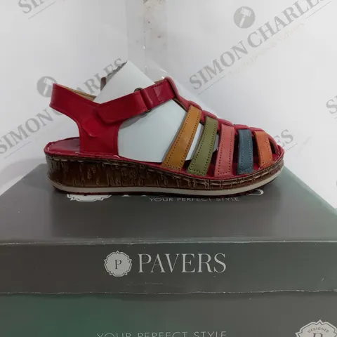 BOXED PAVERS RED MULTI COLOURED SANDAL - UK 3
