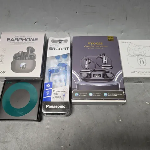 APPROXIMATELY 12 ASSORTED ITEMS TO INCLUDE - BTOOTOS PRO TRUE WIRELESS EARBUDS , PANASONIC ERGOFIT EARBUDS , YYK-Q28 OPEN EAR HEADPHONES ETC