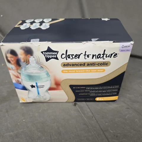 BOXED TOMMEE TIPPEE CLOSER TO NATURE ANTI-COLIC BABY BOTTLES - 6 BOTTLES 