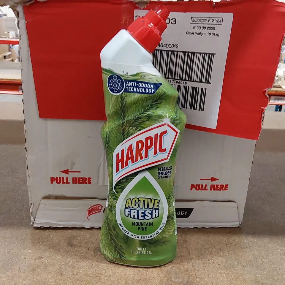BOXED 12X 750ML HARPIC ACTIVE FRESH MOUNTAIN PINE TOILET CLEANING GEL (1 BOX)
