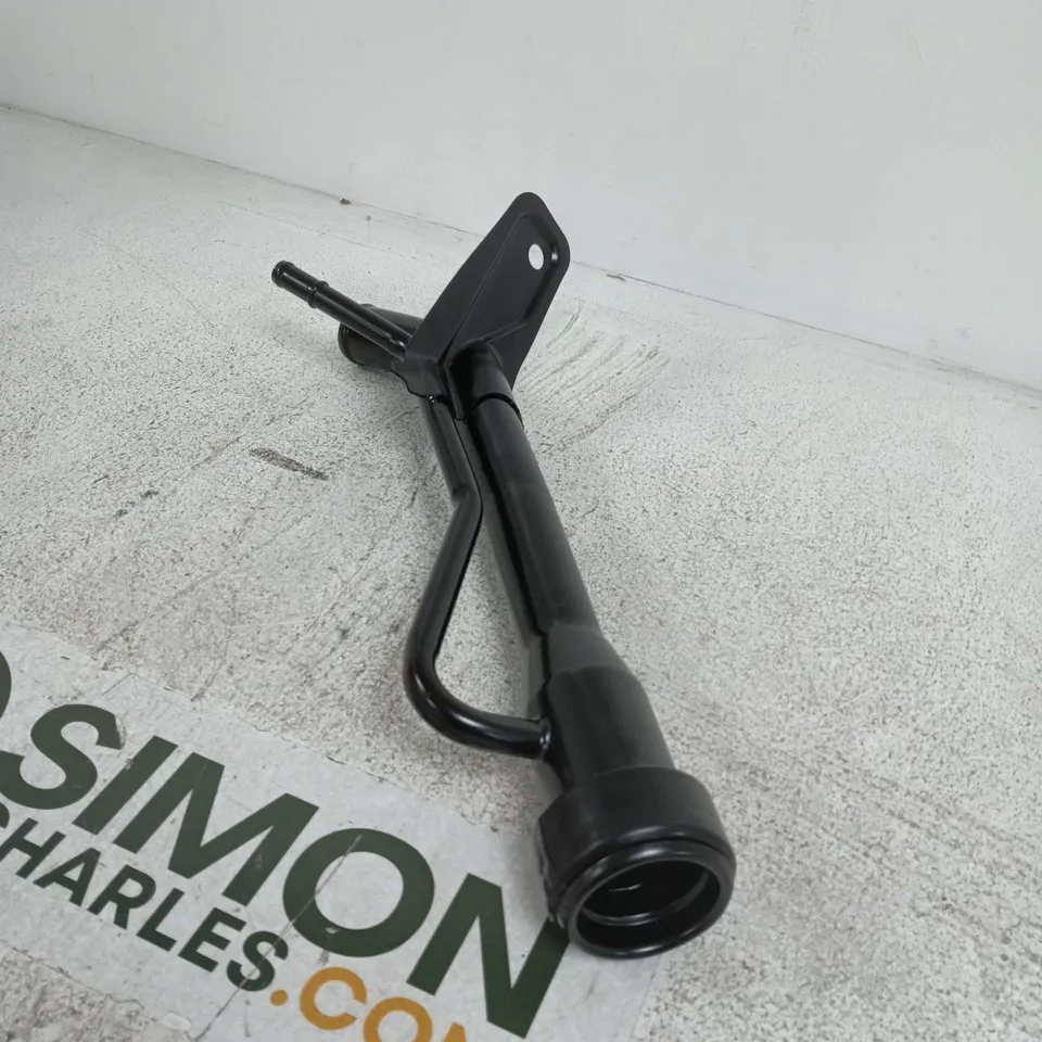 BLACK METAL FUEL TANK FILLER NECK PIPE WITH TUBULAR ARM – VEHICLE COMPONENT 