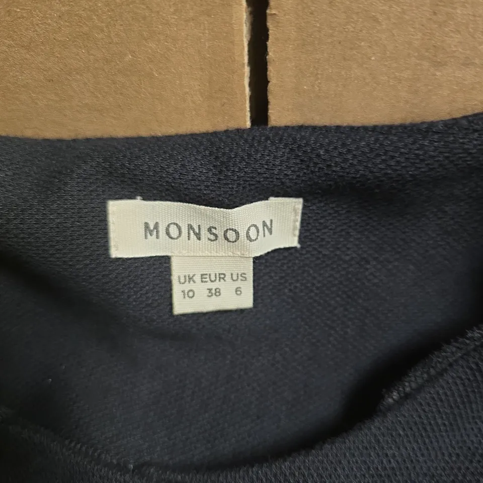 MONSOON BLACK SLEEVELESS BLAZER WITH GOLD BUTTONS, UK 10