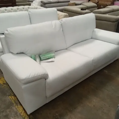 KANSAS 3 SEATER SOFA, WHITE PREMIUM FAUX LEATHER