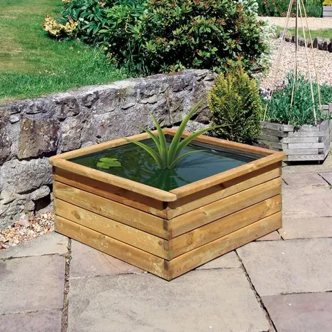 BOXED MEDIUM AQUATIC WOODEN PLANTER (1 BOX)