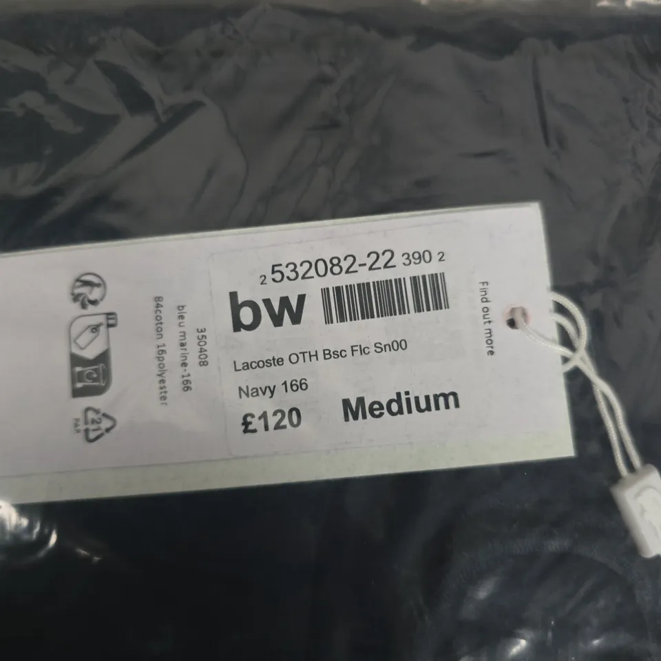 BAGGED LACOSTE NAVY BLUE OVER THE HEAD HOODIE - MEDIUM