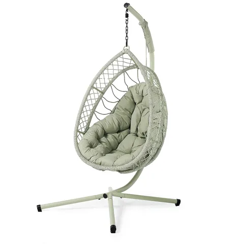 MY GARDEN STORIES OSLO COLLAPSING HANGING EGG CHAIR - GREEN