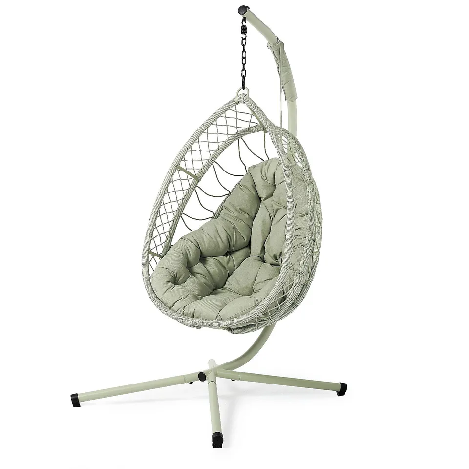 MY GARDEN STORIES OSLO COLLAPSING HANGING EGG CHAIR - GREEN