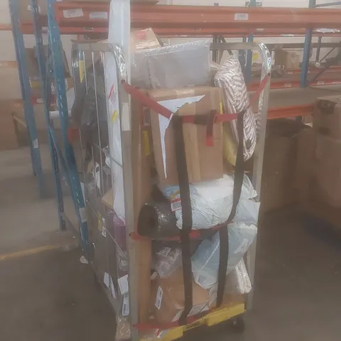 CAGE OF ASSORTED HOUSEHOLD GOODS AND PRODUCTS TO INCLUDE; YOGA MATS, BEDDING, THROWS ETC - CAGE NOT INCLUDED