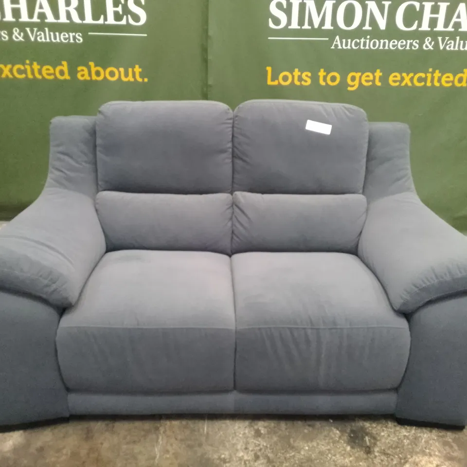 QUALITY ITALIAN DESIGNER DEGANO 2 SEATER - GREY/BLUE NAVY FABRIC