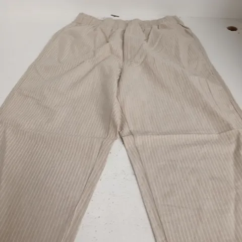 UNIQLO LINEN BLEND EASY ANKLE PANTS, STRIPED BEIGE, SIZE S (WAIST 27-30IN)