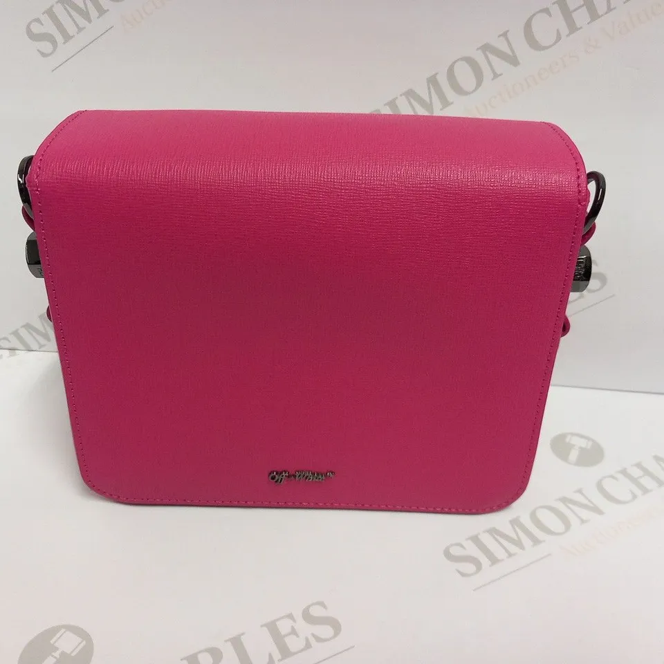 OFF-WHITE DIAGONAL FUCSIA/WHITE FLAP BAG