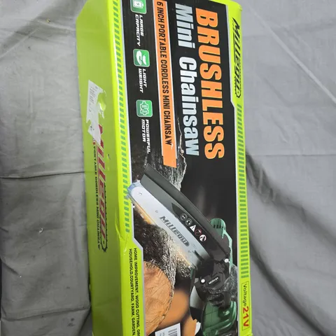 MILLEGU CORDLESS BRUSHLESS MINI CHAINSAW – 21V 