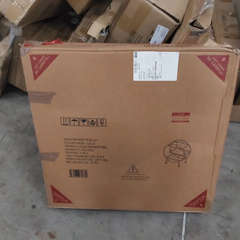 BOXED DIXIE DRINKS TROLLEY - GOLD (1 BOX)