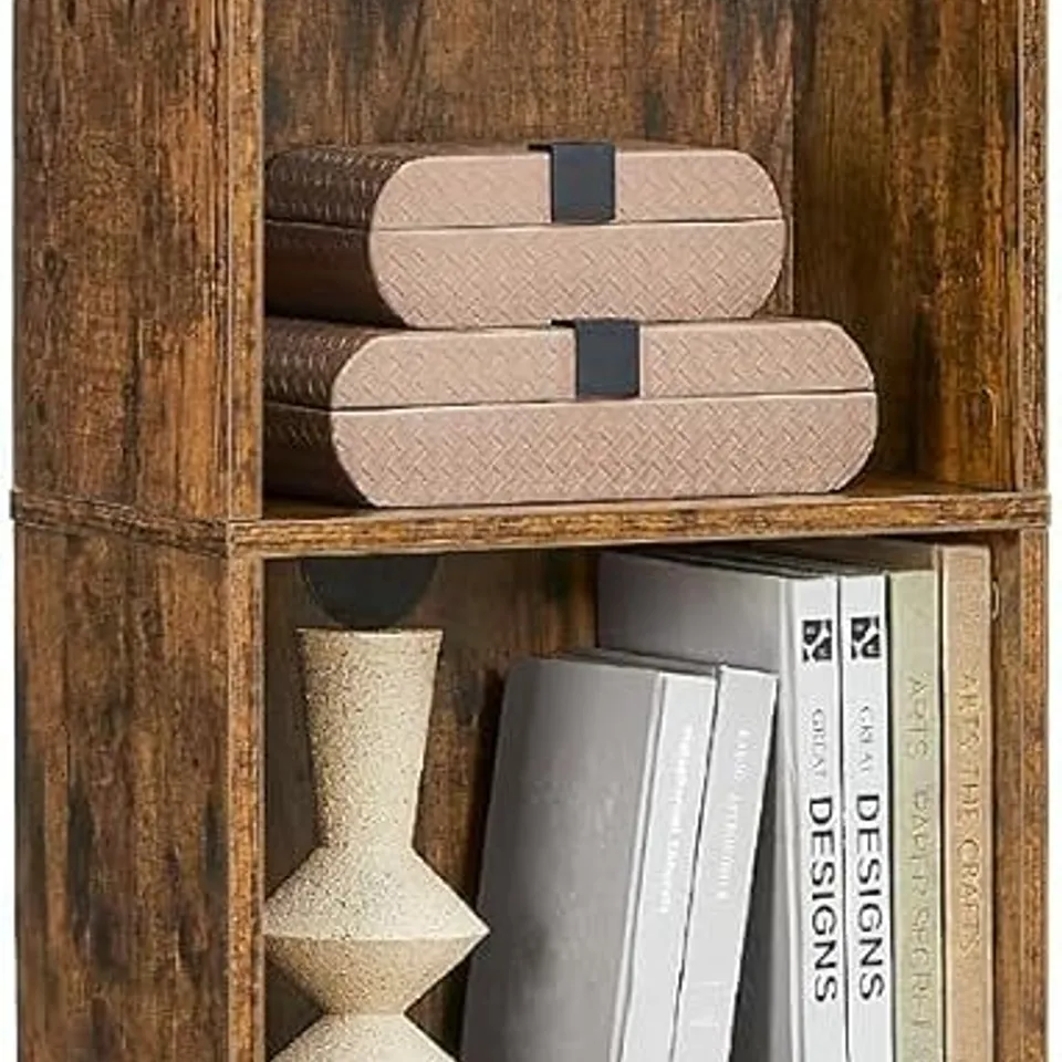 BOXED VASAGLE 6-TIER BOOKSHELF, OPEN STORAGE SHELF, 24×40×178.5CM, RUSTIC BROWN