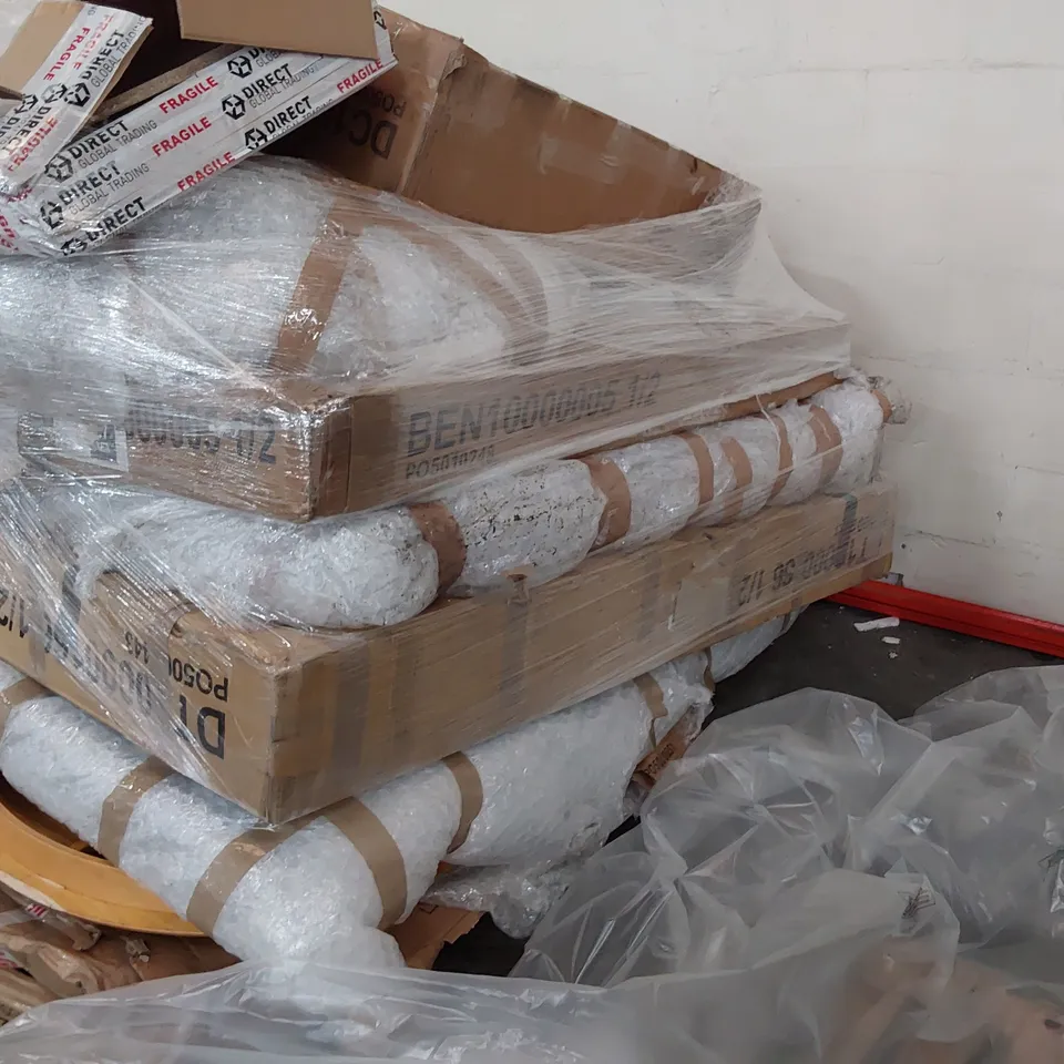 PALLET OF ASSORTED BOXED DINING TABLE PARTS 