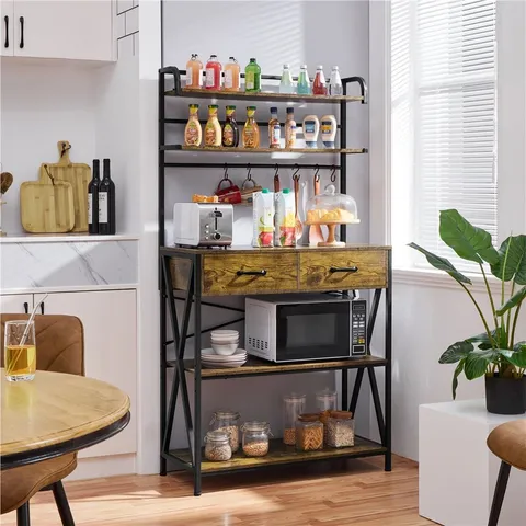 BOXED 90cm WOOD STANDARD BAKER'S RACK WITH WOODEN SHELVES (1 BOX)