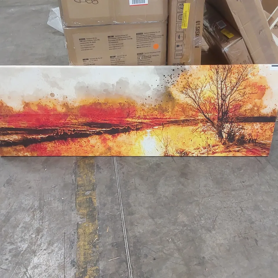 BOXED SUNSET TREE ABSTRACT PANORAMIC - WRAPPED CANVAS PANORAMIC PRINT (1 BOX)