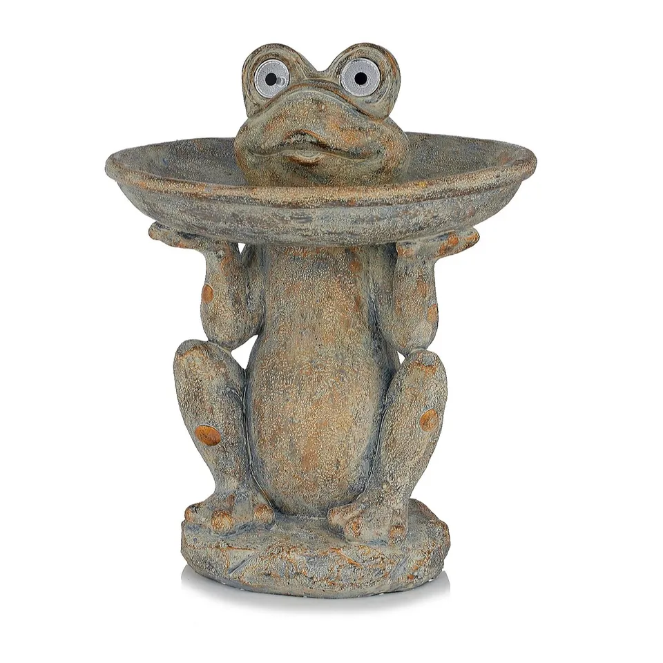 GARDEN REFLECTIONS 2 IN 1 FROG SOLAR LIGHT AND BIRD FEEDER