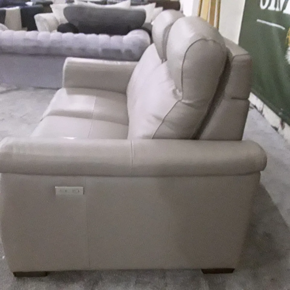 QUALITY ITALIAN DESIGNER ADRIANO ELECTRIC RECLINER LOVESEAT - TAUPE LEATHER