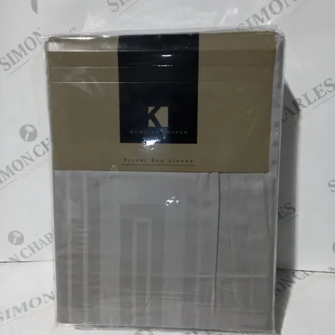 BOXED K BY KELLY HOPPEN 100% COTTON DUVET SET IN SILVER GREY - SINGLE