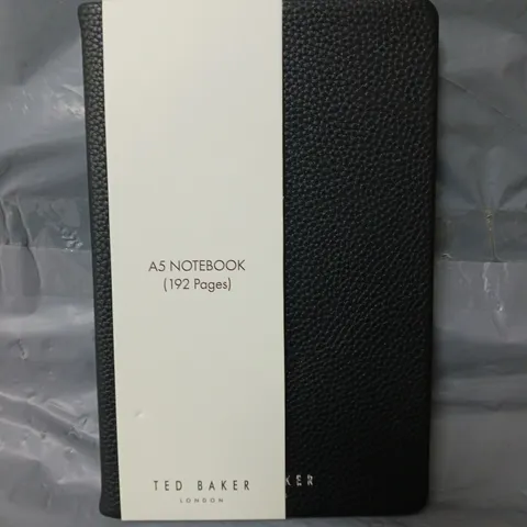 TED BAKER LONDON A5 TEXTURED NOTEBOOK IN BLACK