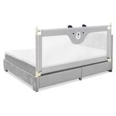 BOXED COSTWAY BED GUARD RAIL FOR TODDLERS VERTICAL 180cm BED RAIL WITH DOUBLE LOCK - GREY