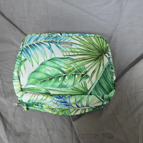 TROPICAL LEAF PRINT COSMETIC BAG – ZIP CLOSURE