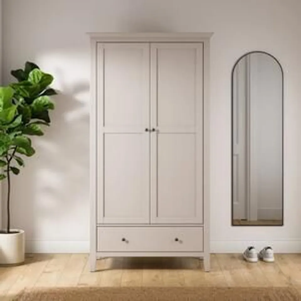 BOXED LYNTON DOUBLE 1 DRAWER WARDROBE - NATURAL (2 BOXES)