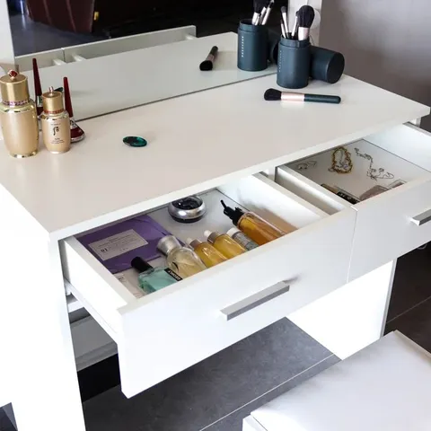 BOXED LORRE DRESSING TABLE WITH MIRROR