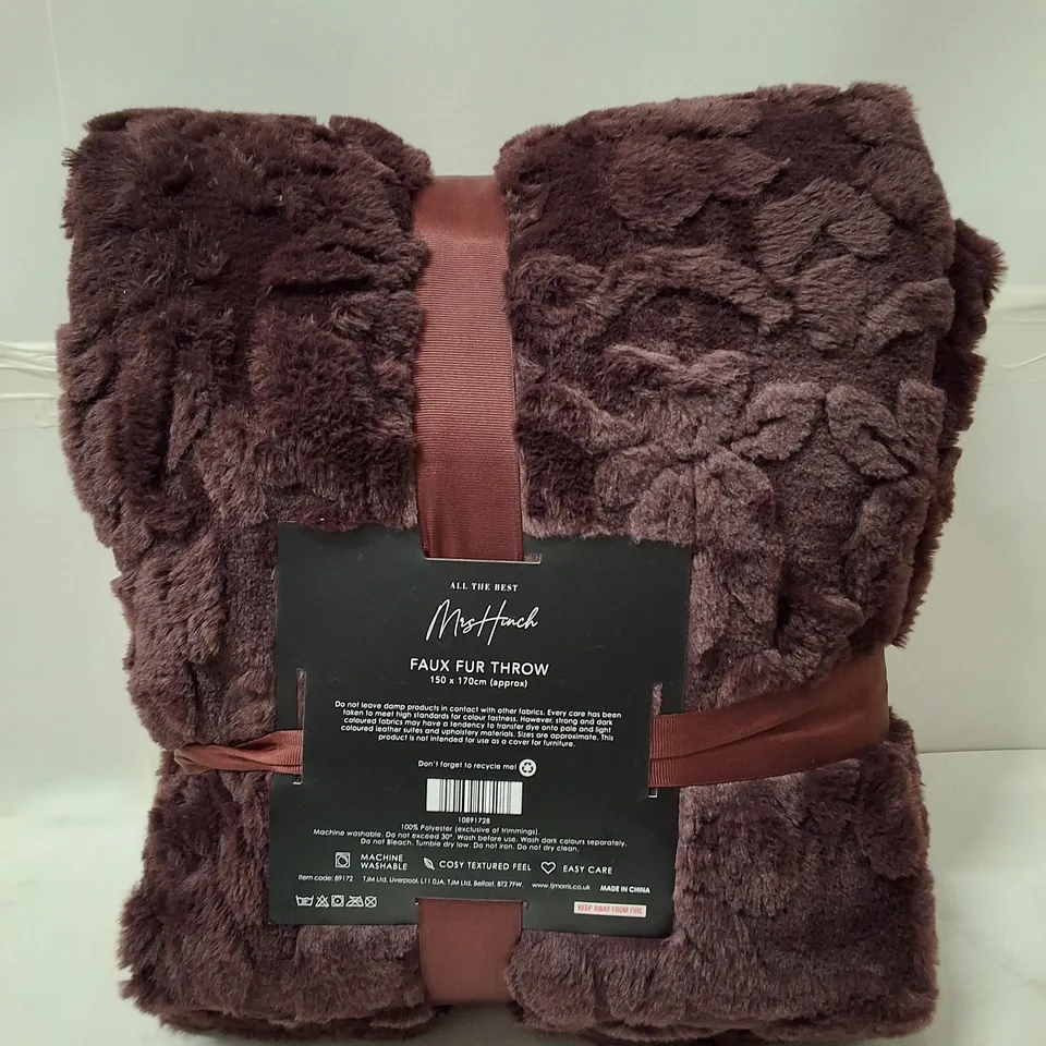 HINCH HOME FAUX FUR THROW – DARK BROWN, 150 X 170 CM