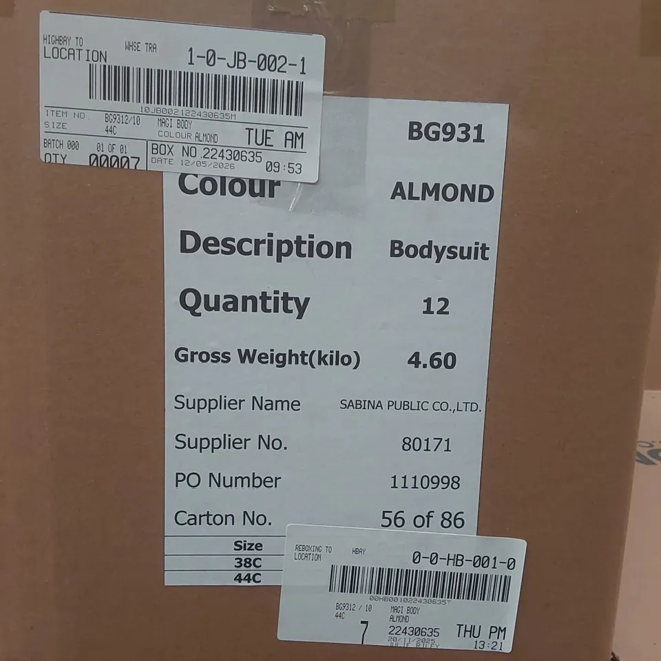 BOX CONTAINING APPROXIMATELY 12x BRAND NEW MAGISCULPT ALMOND BODYSUITS - SIZE 44C
