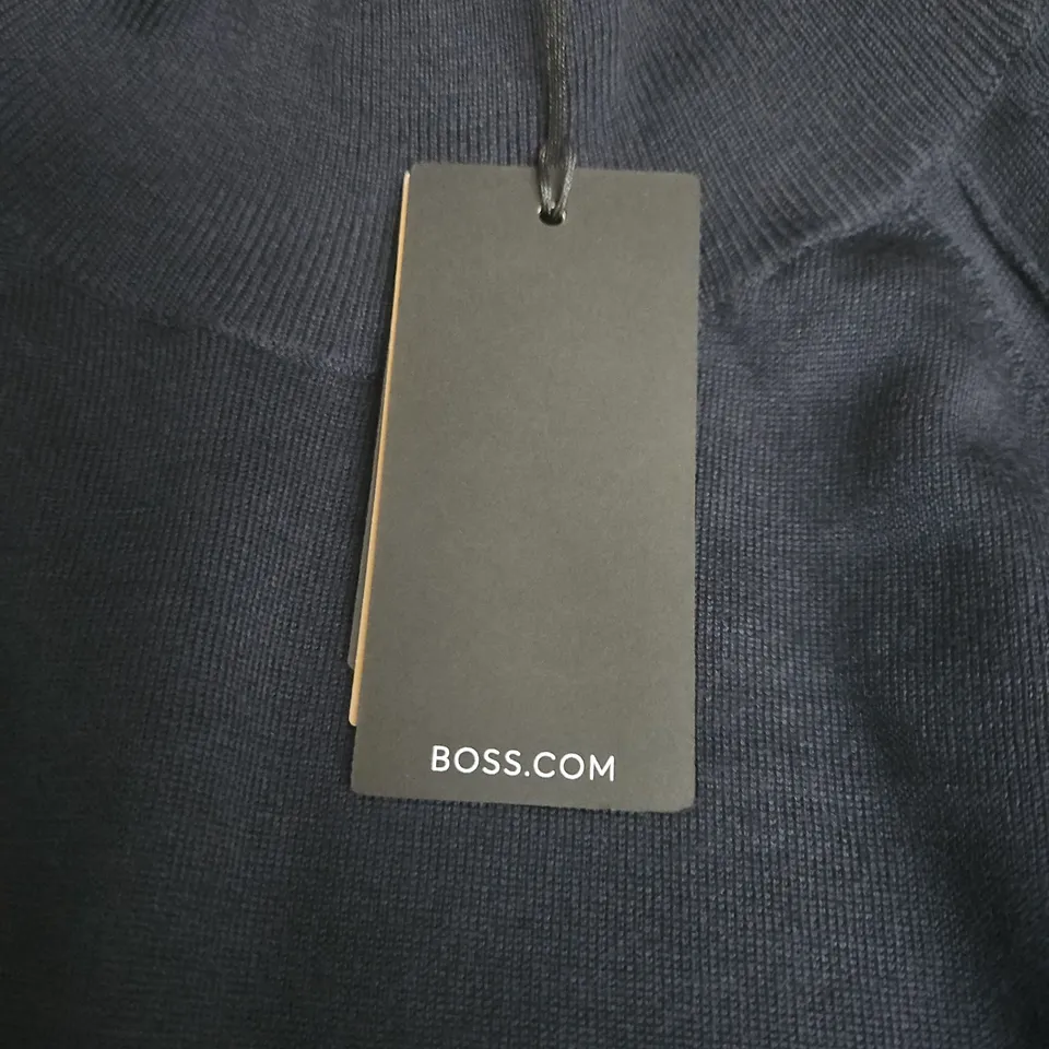 HUGO BOSS SUPERFINE MERINO SLEEVELESS KNIT TOP – NAVY – UK L