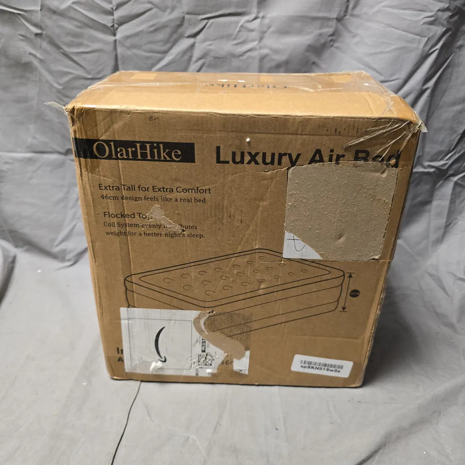 OLARHIKE LUXURY AIR BED – INFLATABLE BED, 190X90X46CM (BOXED)