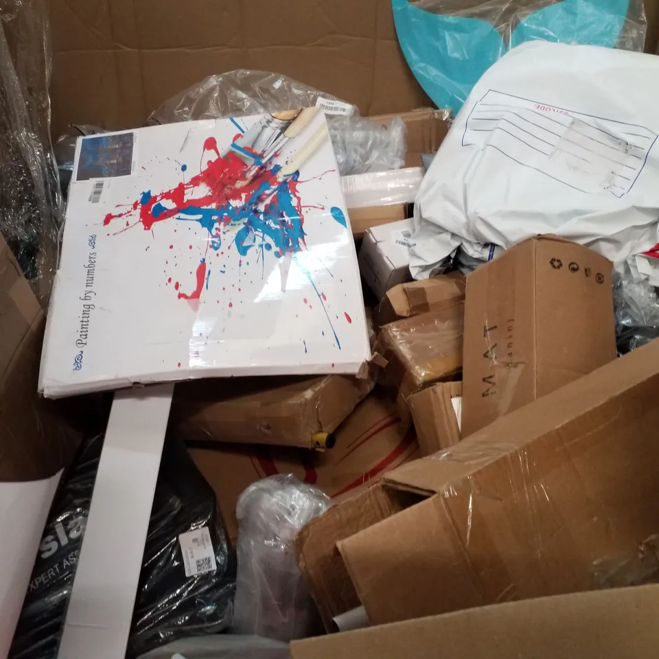 PALLET OF ASSORTED PRODUCTS INCLUDING PLAYPEN, BALANCE PAD, PAINTING BY NUMBERS, TAKEDOWN BOW, ROLLER BLINDS, FISHING ASSISTANT