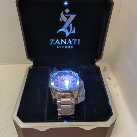 ZANATI LONDON WRISTWATCH – STAINLESS STEEL BRACELET, PINK DIAL, BOXED