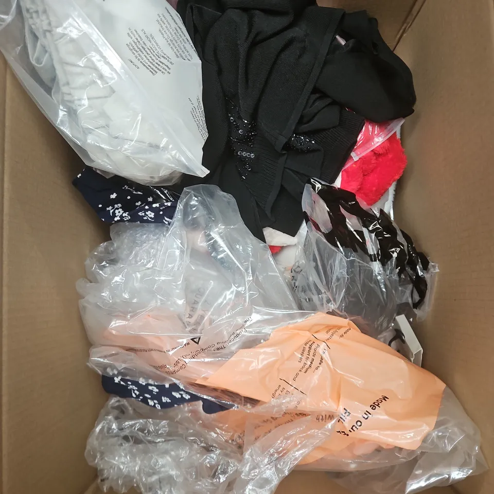 APPROXIMATELY 20 ASSORTED CLOTHING PRODUCTS IN VARIOUS STYLES & SIZES TO INCLUDE PANTS, T-SHIRTS, DRESSES ETC