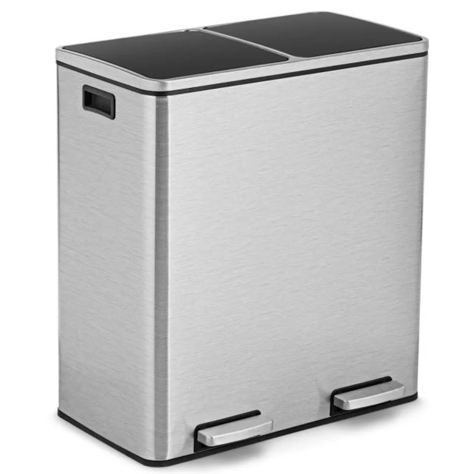 BOXED COSTWAY 60L DUAL BIN TRASH CAN 2 X 30L CLASSIFIED GARBAGE BIN WITH 2 DEODORIZER COMPARTMENTS