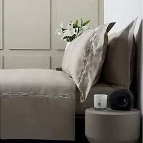 K BY KELLY HOPPEN 100% COTTON 400TC EMBROIDERED 6PC DUVET SET TAUPE KING