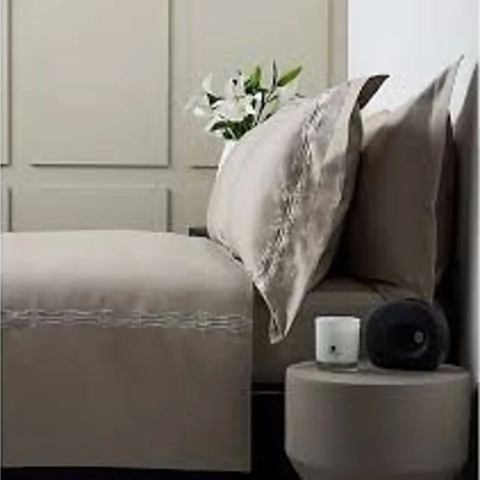 K BY KELLY HOPPEN 100% COTTON 400TC EMBROIDERED 6PC DUVET SET TAUPE KING