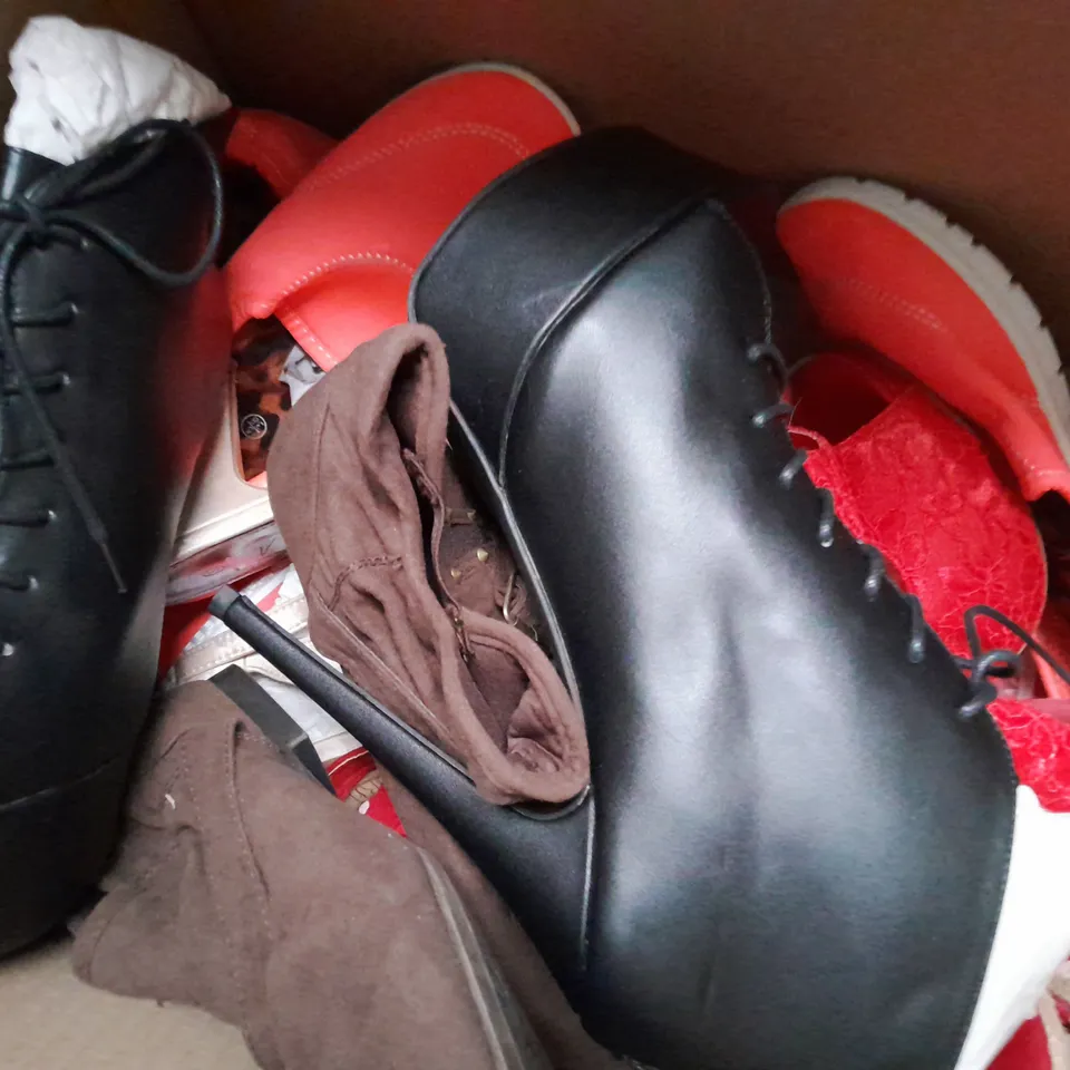 APPROXIMATELY 10 PAIRS OF ASSORTED WOMEN SHOES IN VARIOUS STYLES AND SIZES 