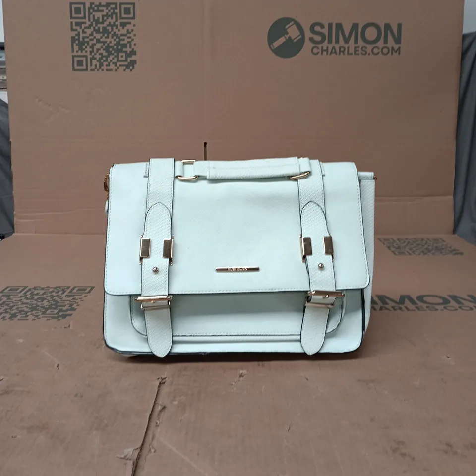 RIVER ISLAND HANDBAG – LIGHT BLUE WITH TWIN BUCKLE STRAPS AND GOLD-TONE HARDWARE