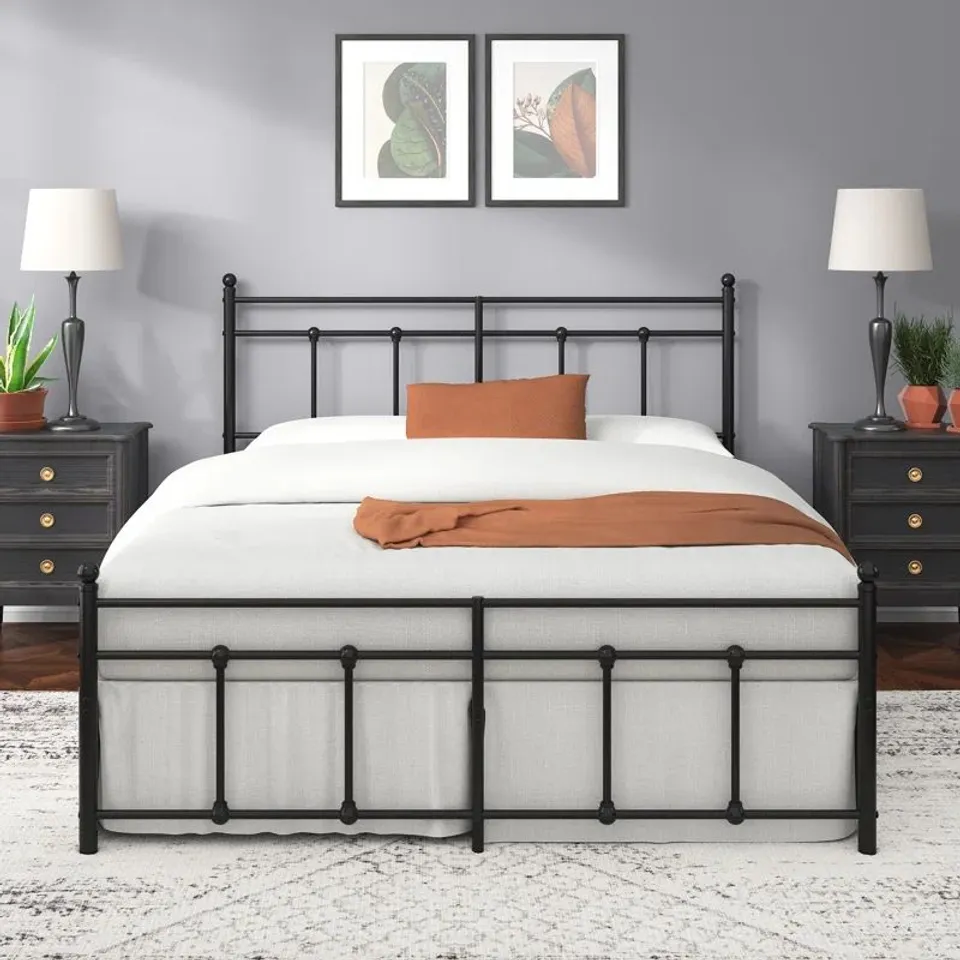 BOXED NANCY TRADITIONAL BLACK METAL BED FRAME (1 BOX)