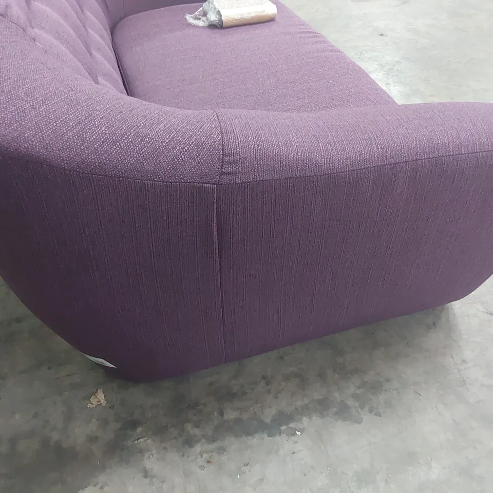 DESIGNER TWO SEATER BUTTONED BACK SOFA PURPLE FABRIC 