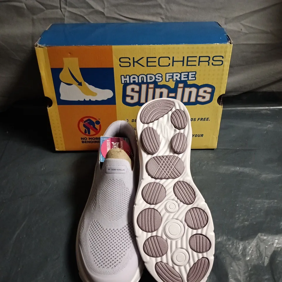 SKECHERS HANDS FREE SLIP-INS SLIP-ON SNEAKERS – GREY/WHITE, BOXED - SIZE UK 6.5