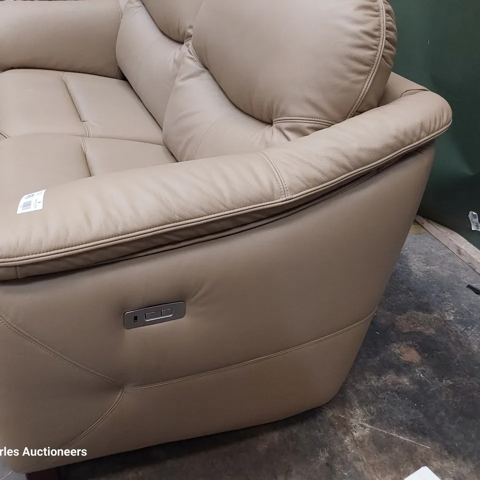 QUALITY BRITISH DESIGNER G PLAN JACKSON POWER RECLINING THREE SEATER SOFA CAMBRIDGE SAND LEATHER 